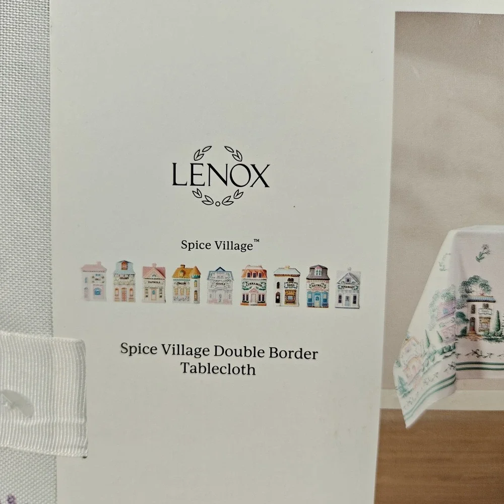 Lenox Spice Village Double Border White Tablecloth 70